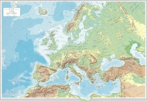 Mapa topográfico de Europa.