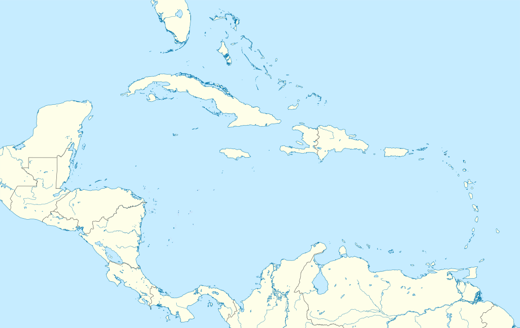 Mapa mudo del Caribe.