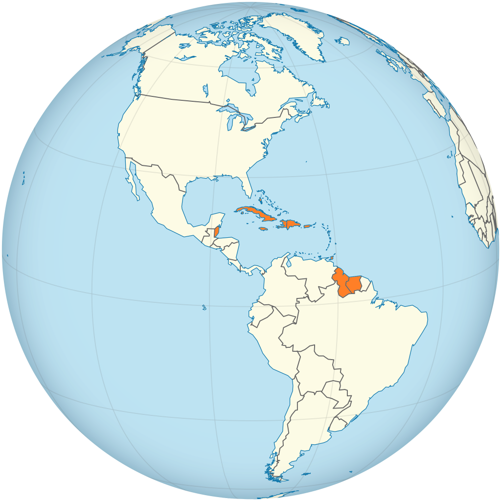 Mapa de ubicación del Caribe.