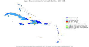 Mapa climático del Caribe