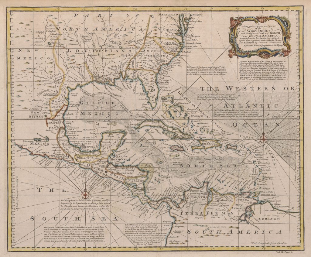 Mapa de las Indias Occidentales de 1720.