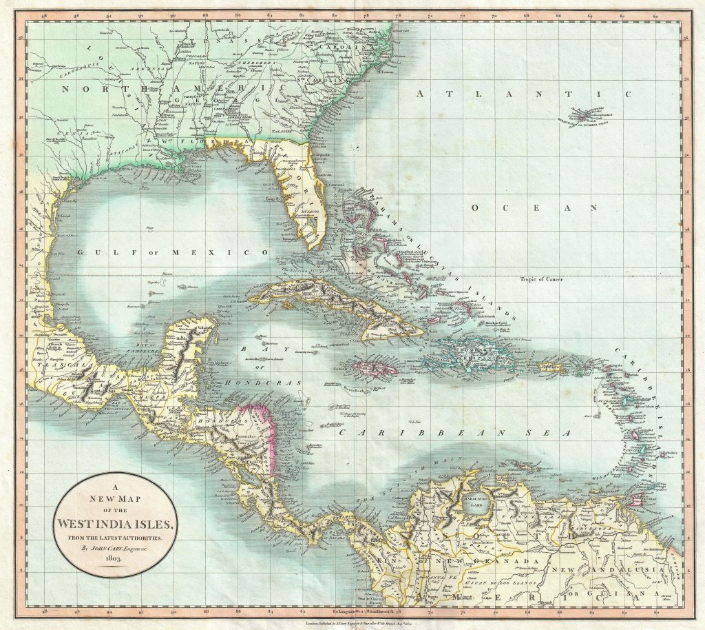 Mapa de las Islas de las Indias Occidentales 1803.