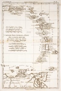 Mapa de las Antillas Menores del año 1780.