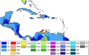 Mapa climático de América Central y el Caribe
