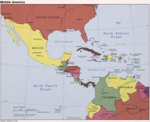 Mapa político de América Media.
