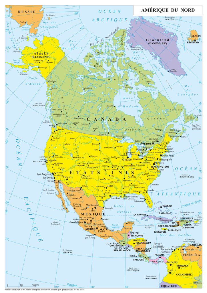 Mapa de América del Norte.