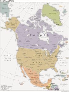 Mapa político de América del Norte.