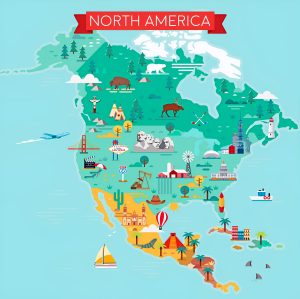 Mapa turístico pictórico de América del Norte