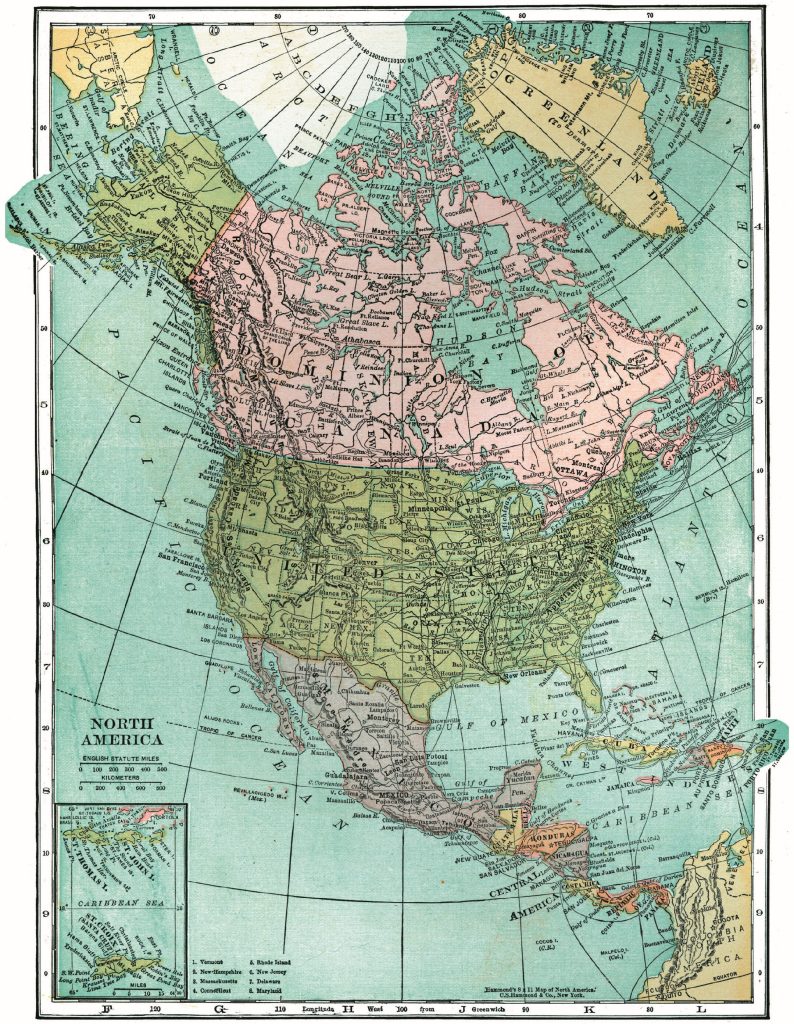 Mapa de América del Norte de 1920.