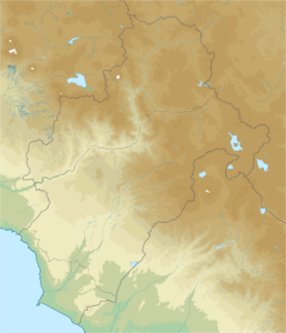Mapa físico en blanco del departamento de Moquegua.