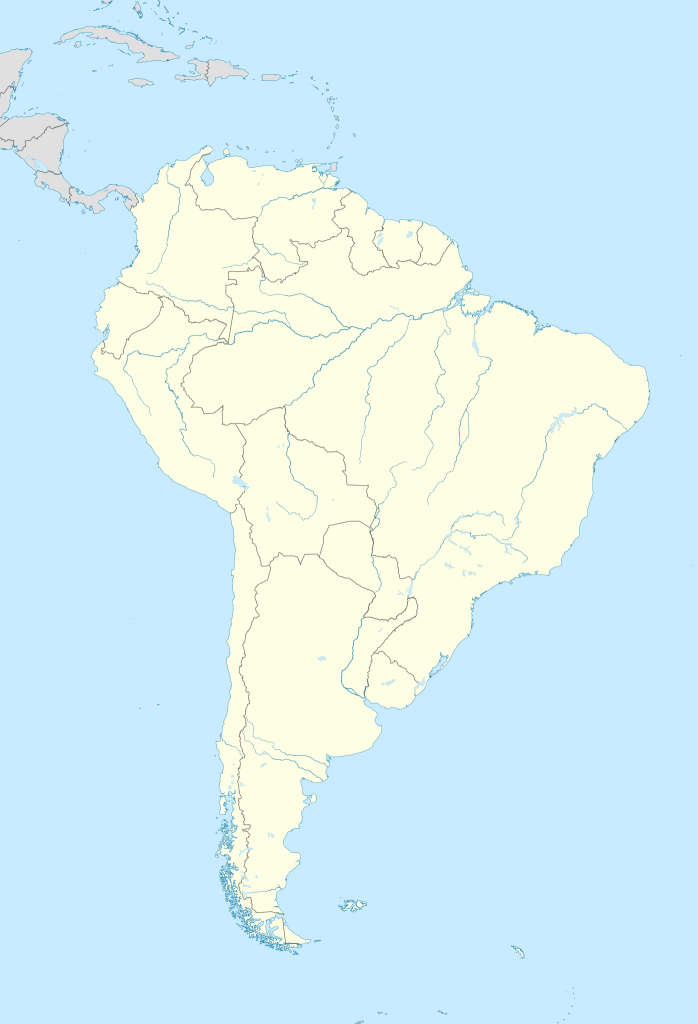 Mapa mudo de América del Sur.