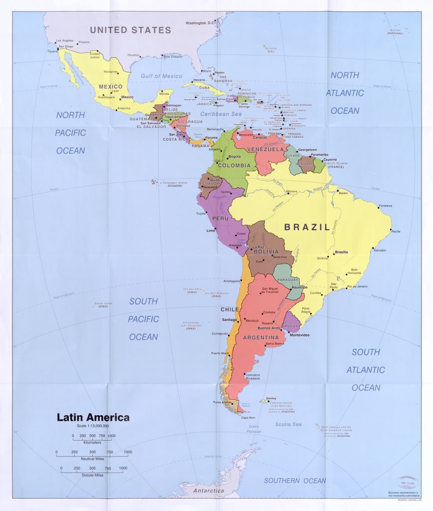 Mapa de América Latina.