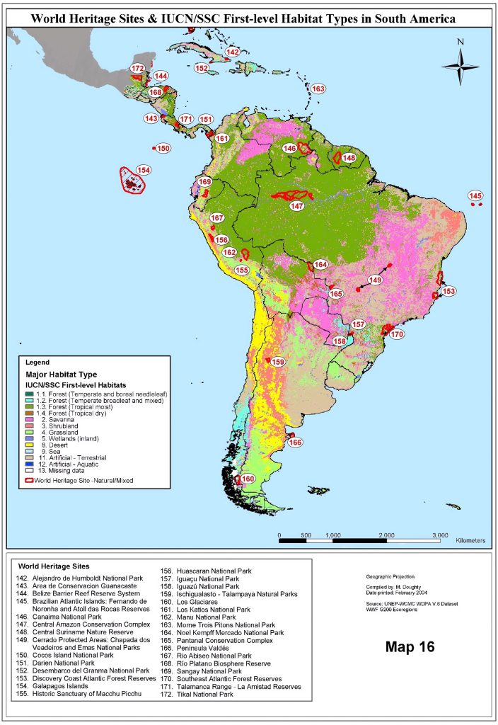 La vegetación en América del Sur.