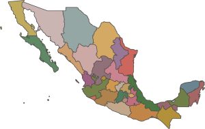 Mapa político mudo de México.