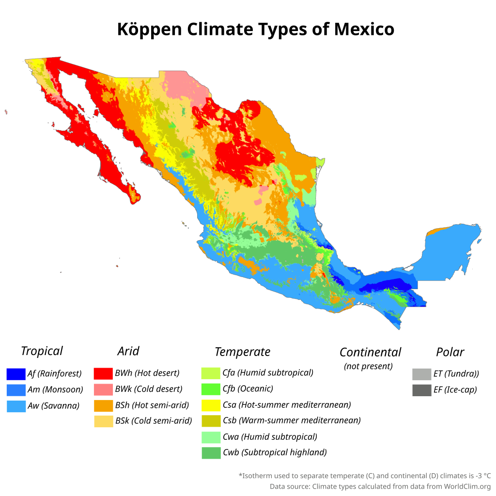 Mapa climático de México.