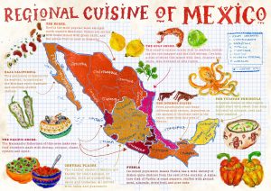 Mapa de la cocina regional de México.