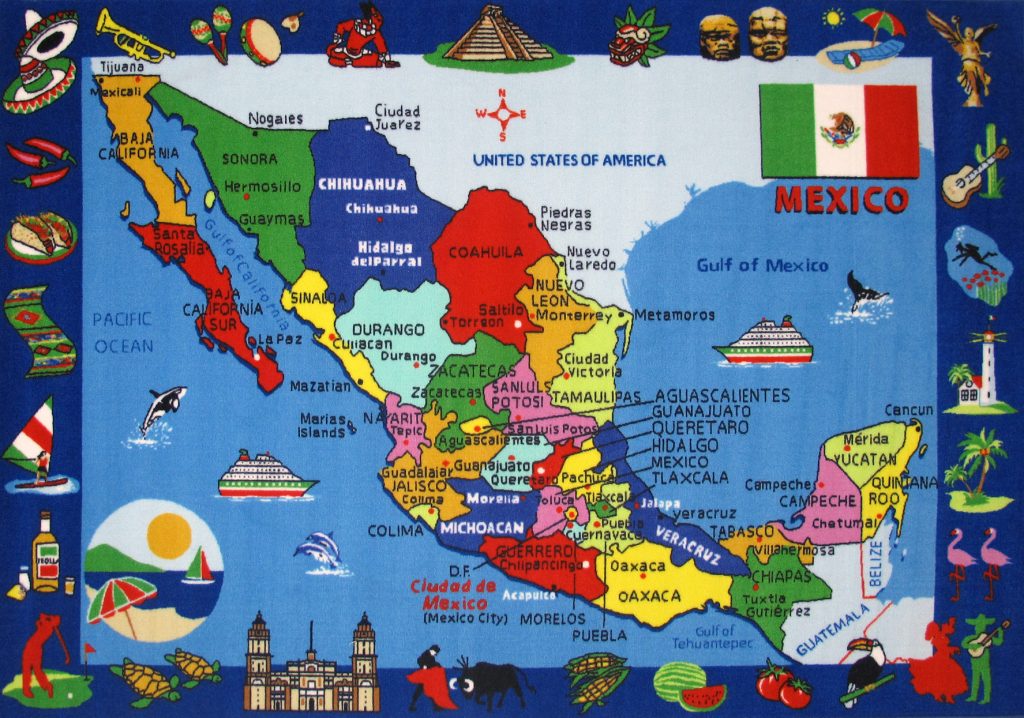 Mapa turístico pictórico de México.