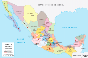 Mapa político de México.