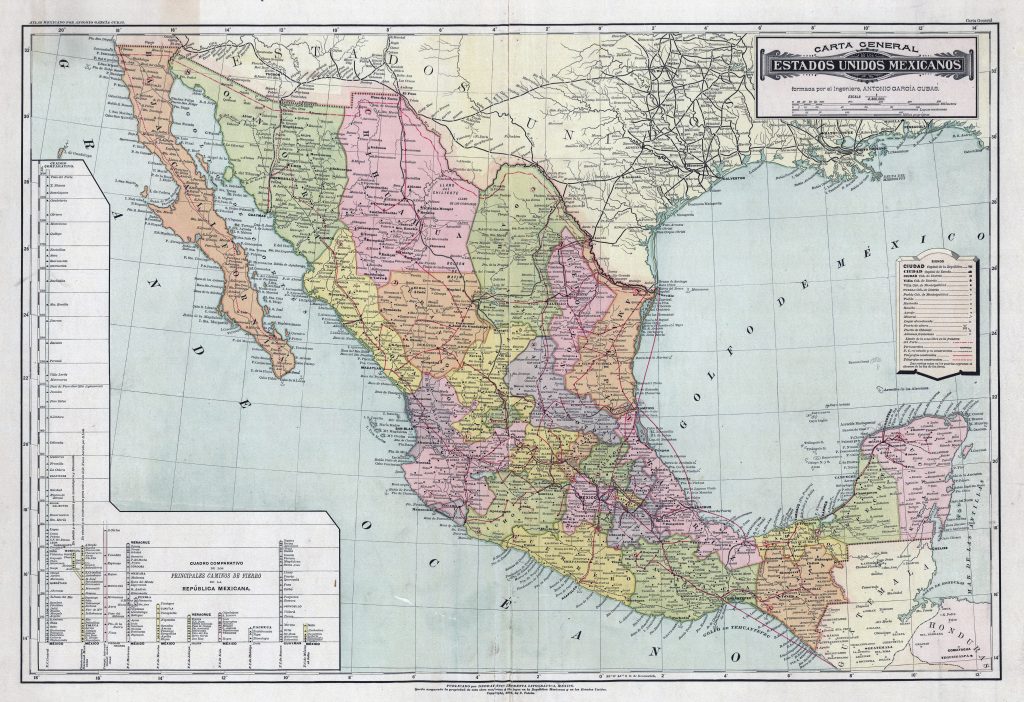 Carta general de los Estados Unidos Mexicanos de 1885.