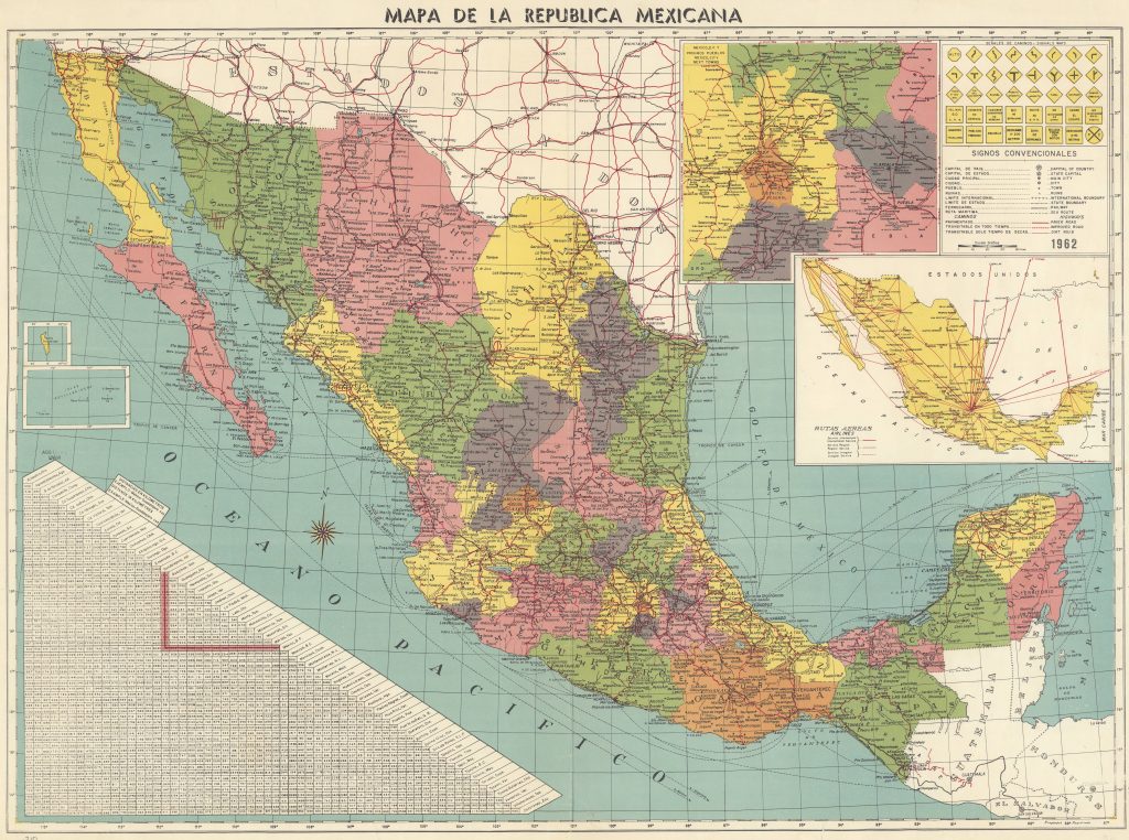 Mapa de la República Mexicana 1962.
