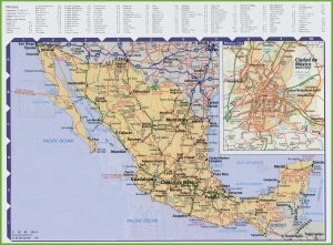 Mapa de carreteras de la República Mexicana.