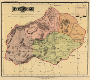 Mapa del Estado de Aguascalientes de 1884