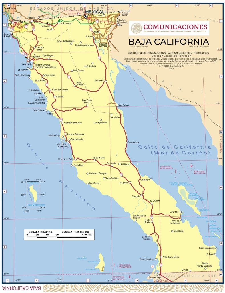 Mapa de Baja California.