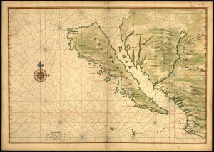 La península de Baja California como isla circa 1650