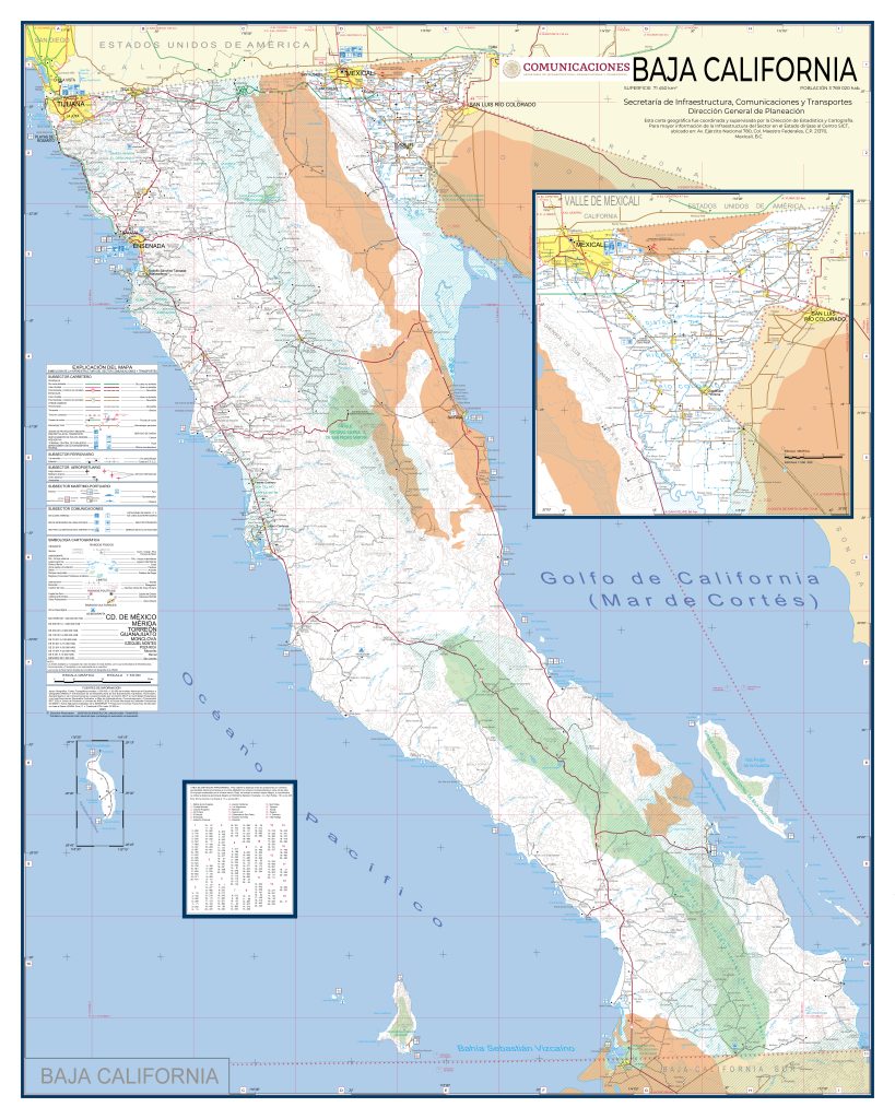 Mapa de carreteras de Baja California.