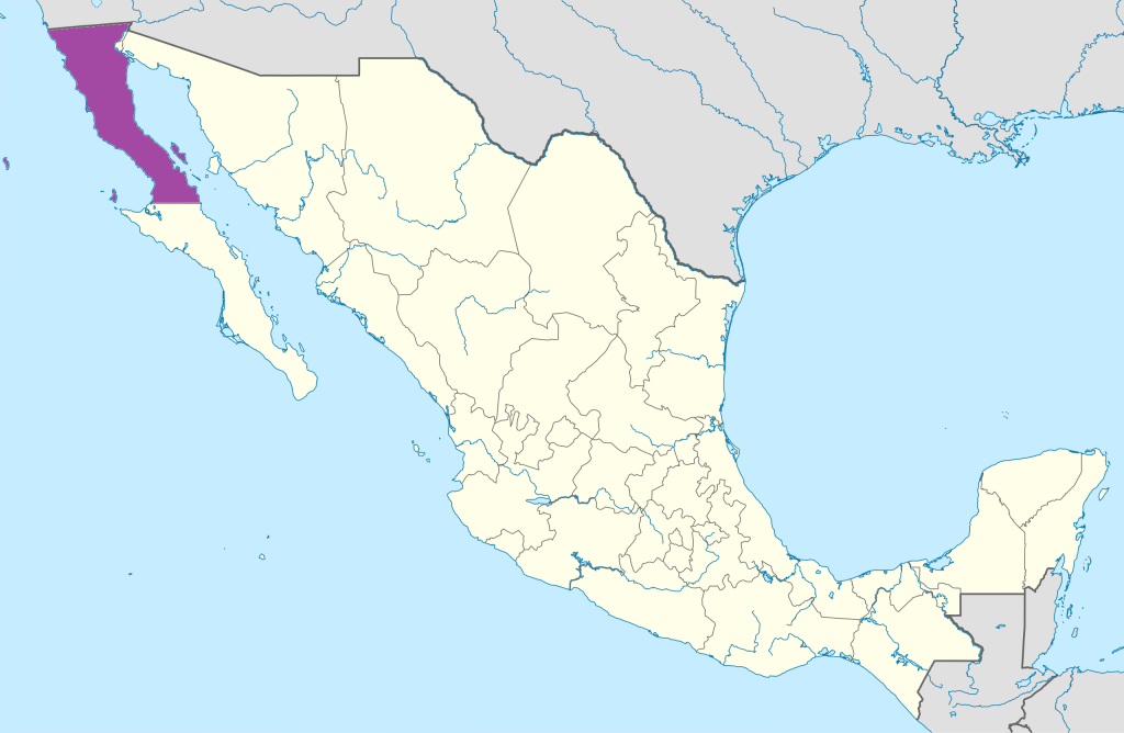 Mapa de ubicación de Baja California.