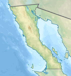 Mapa físico en blanco del estado de Baja California.