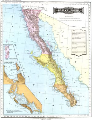 Mapa de la península de Baja California de 1886