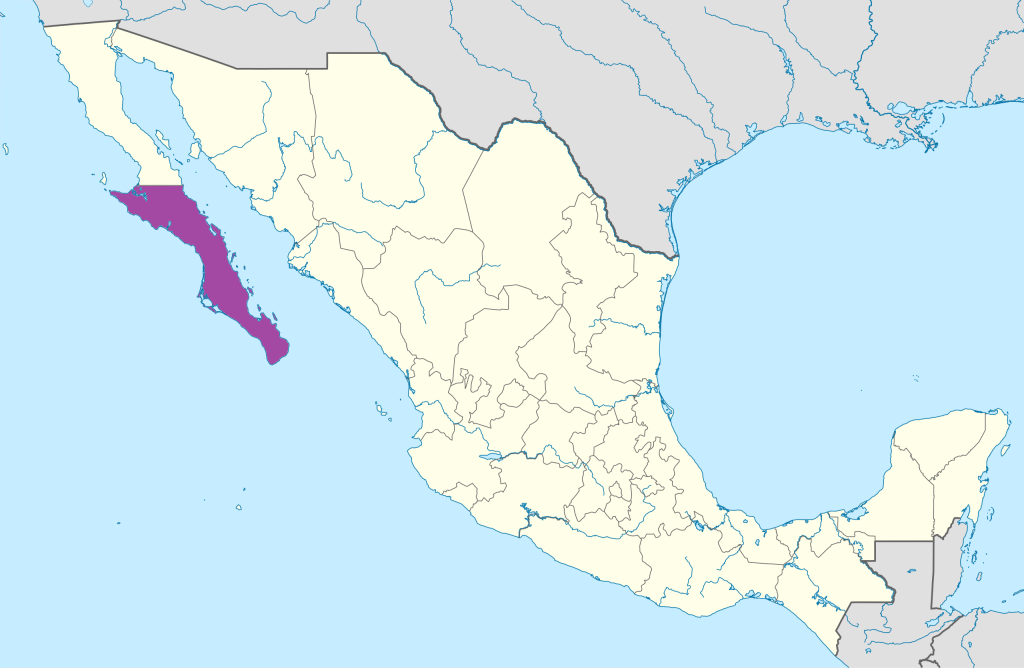 Mapa de ubicación de Baja California Sur.