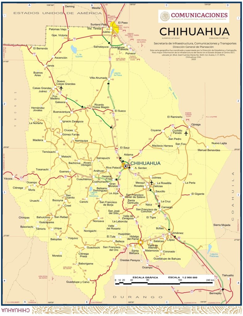 Mapa del estado de Chihuahua.