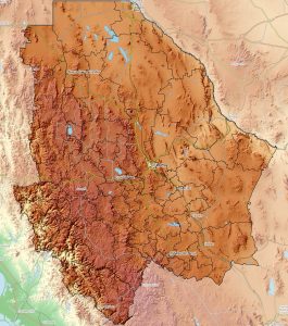 Mapa topográfico del estado de Chihuahua.