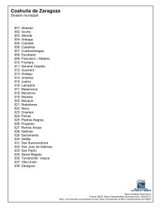 División municipal de Coahuila.