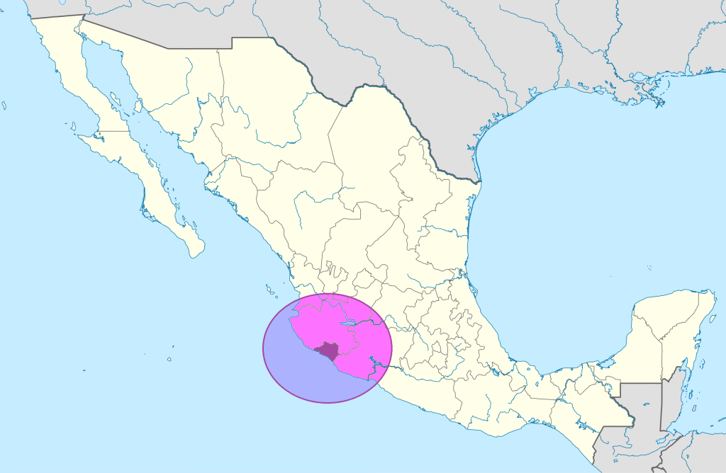 Mapa de ubicación del estado de Colima.