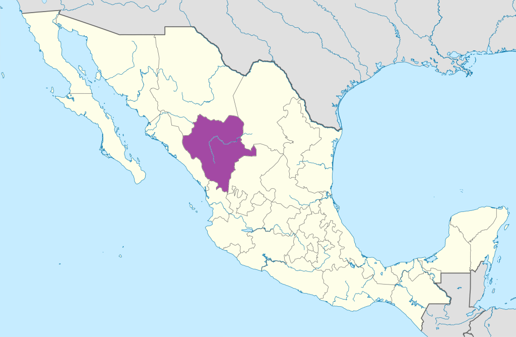 Mapa de ubicación del estado de Durango.