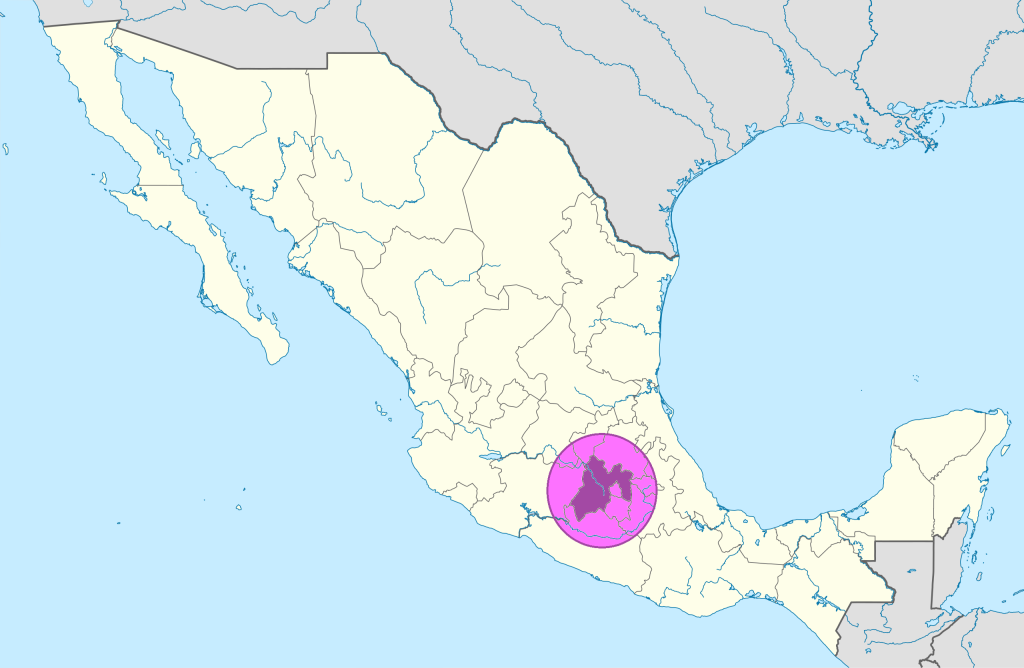 Mapa de ubicación del estado de México.