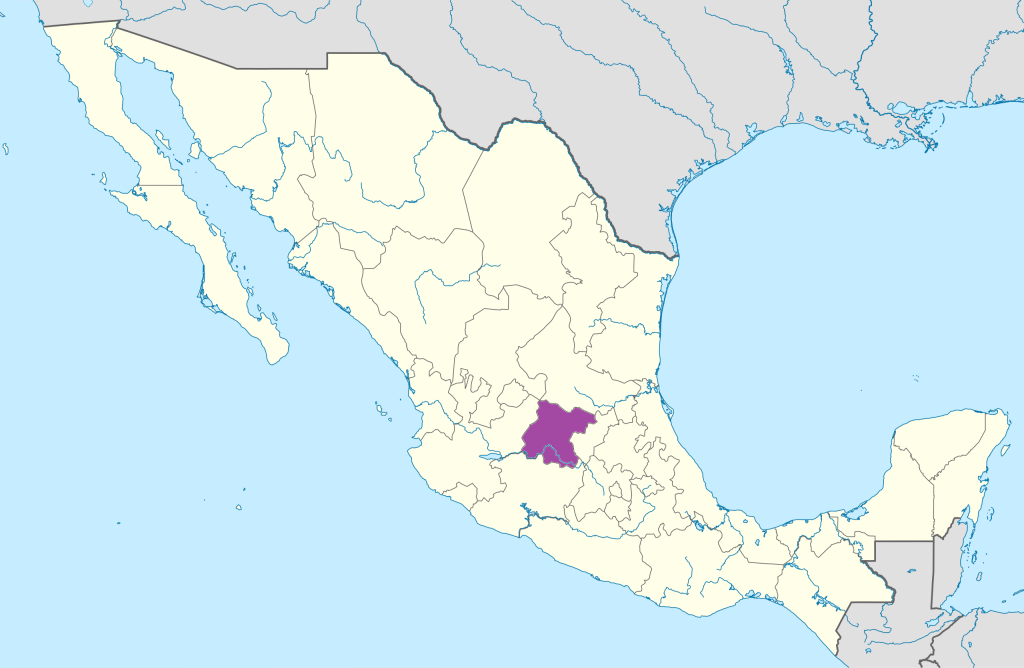 Mapa de ubicación del estado de Guanajuato.