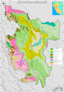 Mapa de zonas de vida del departamento de San Martín.