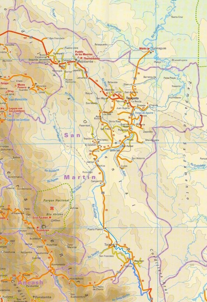 Mapa físico del departamento de San Martín.