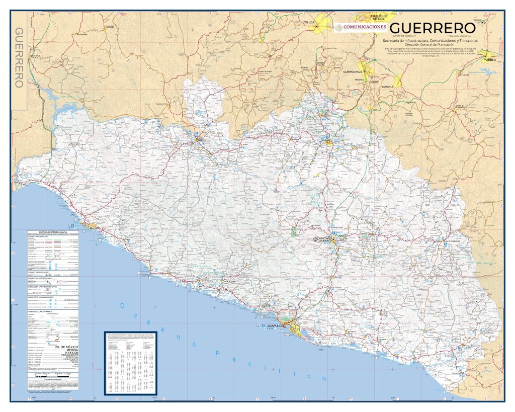 Mapa de carreteras de Guerrero.
