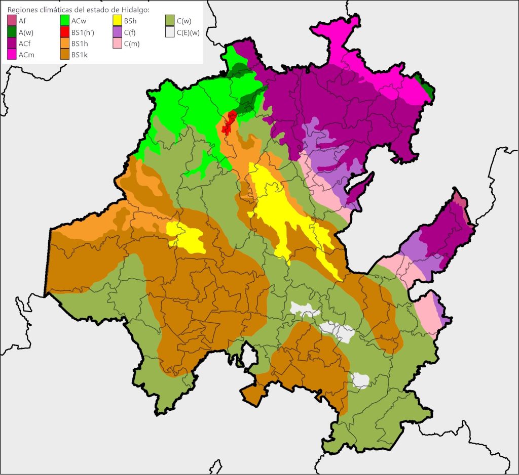 Mapa climático de Hidalgo.