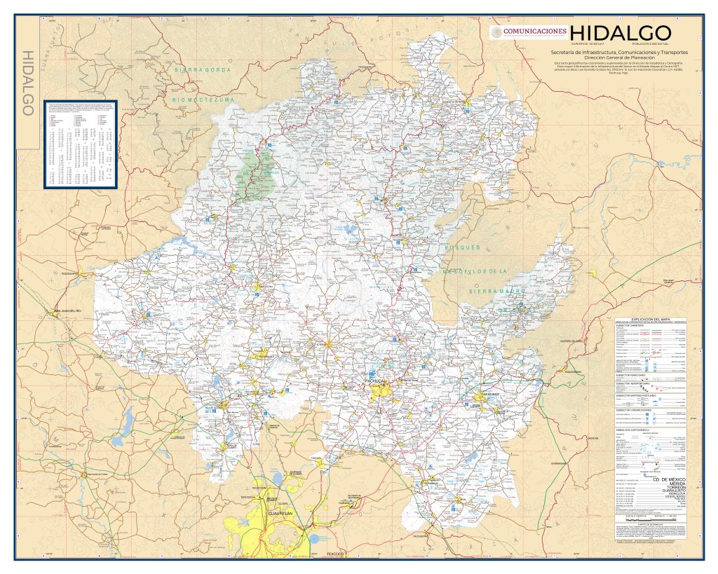 Mapa de carreteras de Hidalgo.