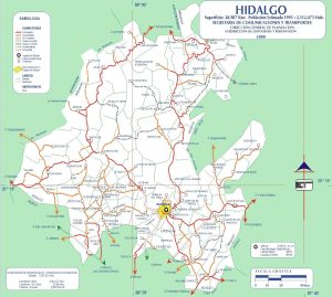 Mapa de carreteras de Hidalgo de 1999.