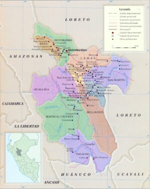 ¿Cuáles son las provincias del departamento de San Martín?