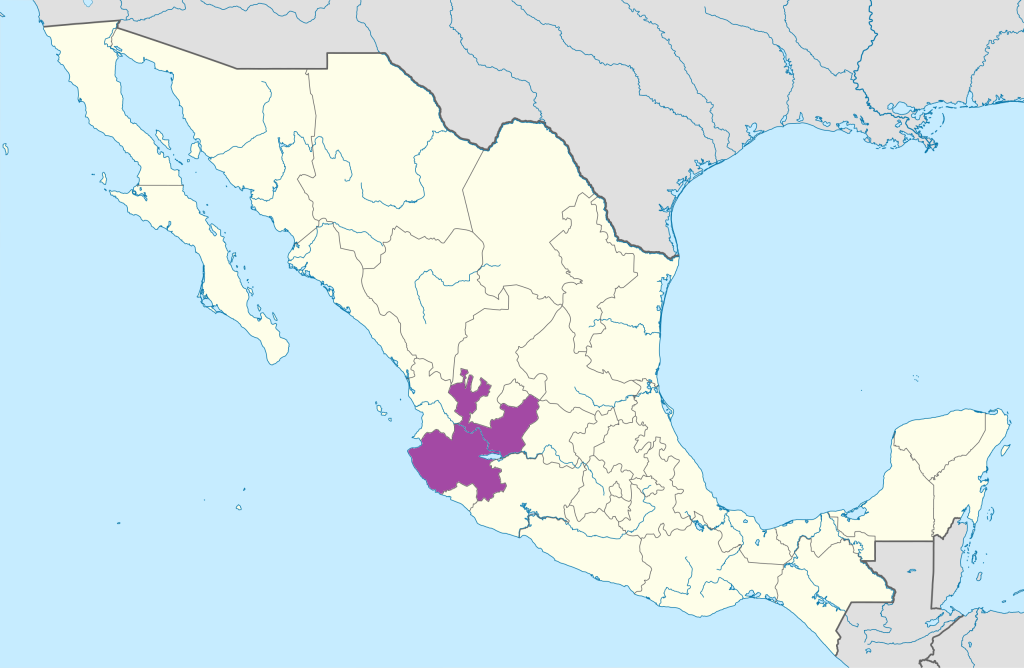 Mapa de ubicación del estado de Jalisco.