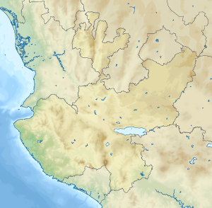 Mapa físico en blanco de Jalisco.