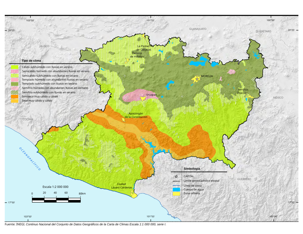 Mapa climático de Michoacán.